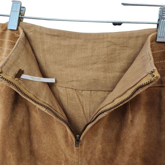 Free People Vintage 1970's Classic Light Brown Suede Hi-waisted Mini Skirt Sz 4 - Picture 6 of 10